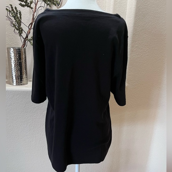 The Talbots Tee Black Notch Neck Petite XL Short Sleeve T Shirt Cotton EUC - Picture 3 of 4